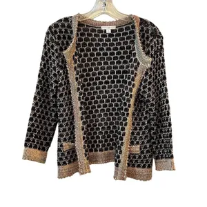 Roz & Ali‎ Women's M Open Front Cardigan with Metallic Threading thumbnail 4