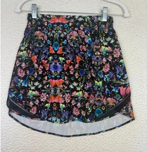 Lululemon Hotty Hot High-Rise Skirt Long 4 Flowerscope‎ Black Running Tennis thumbnail 1