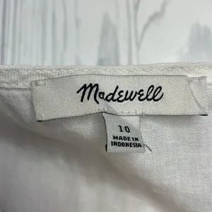 Madewell Flutter Sleeve Linen Ivory Blouse Button Front Size 10 thumbnail 6