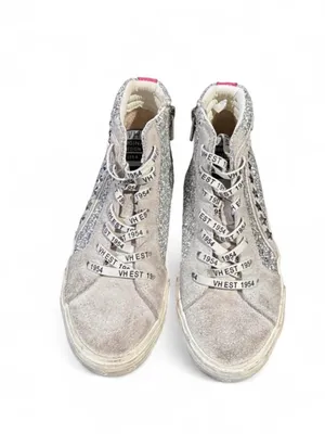 Vintage Havana Silver Glitter High-Top Sneakers with Cream Suede thumbnail 4
