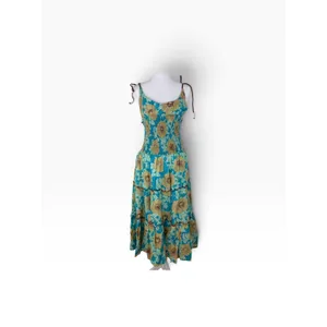 Free People Green Floral Tiered Midi Dress XL NWT Cotton Boho thumbnail 3