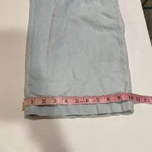 Rag & Bone Denim Jumpsuit Size L Light Wash Tie Waist Utility Wide Leg thumbnail 9