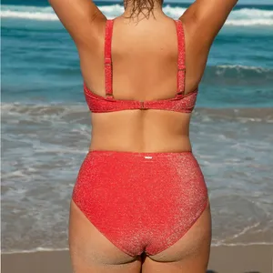 Berlook Red Lurex Kont Plus Size Bikini Set thumbnail 3