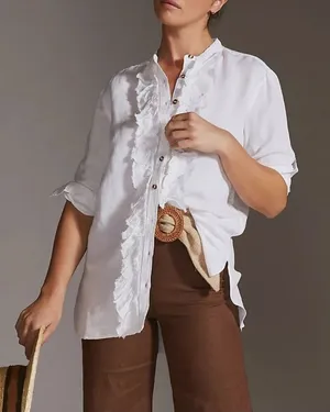 Anthro l Pilcro Ruffled Placket Shirt thumbnail 1