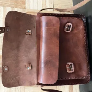 Vintage Handmade Brown Leather Brooklyn Style Briefcase Messenger Satchel Bag thumbnail 6