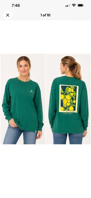 Simply Southern Green Prep Long Sleeve Lemon Graphic Tee You're My Main Squeeze thumbnail 2