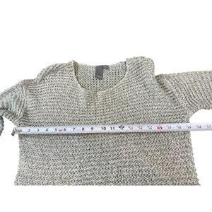 Quinn Gray Open Weave Knit Sweater M Slouchy Cozy Pullover Minimalist Beachy thumbnail 9