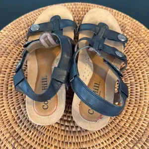 Cobb Hill New Balance‎ Womens Black Leather Wedge Sandals Medallion CCK13BK 8.5M thumbnail 3