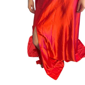 Wear Your Love Satin Slit Dress Red 4 NWT thumbnail 5