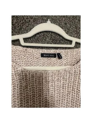 Brave Soul Chunky Knit Sweater Beige Women's Small thumbnail 2