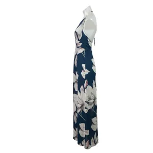 Dynamite Blue White Floral Sleeveless Halter Neck Maxi Summer Beach Dress Sz XS thumbnail 2