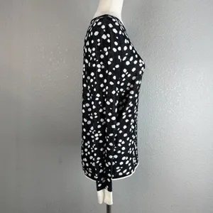 & Other Stories Crew Neck Black Cream Polka Dot Sweater Size S Cotton Modal Silk thumbnail 5