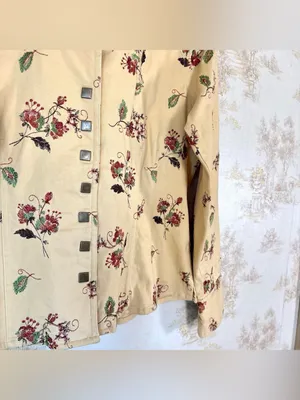 Y2K Christopher & Banks Butter Yellow Floral Embroidered Cottagecore Jacket L thumbnail 3