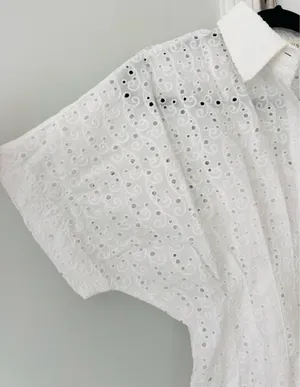 Anthropologie The Tobie Eyelet Mini Shirt Dress by Exquise, Size SP thumbnail 9