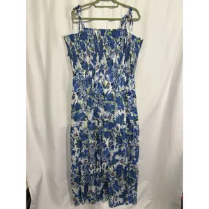 Hailey & Co Women's Plus Size‎ 3X Blue Floral Smocked Tie-Strap Maxi Dress thumbnail 4