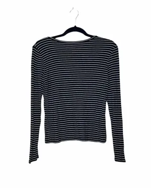 American Eagle Black Soft & Sexy Striped Rib Tee thumbnail 2