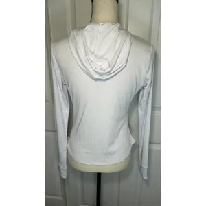 Lululemon Ribbed Full Zip Hoodie 10 White Slim‎ Fit Activewear Long Sleeve READ thumbnail 4