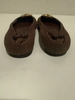 Tory Burch Reva Chestnut Brown Textured Snakeskin-print Leather Ballet Flats 6.5 thumbnail 4