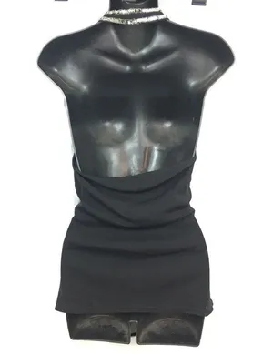 Body Central sequins & seed bead  black halter S thumbnail 3