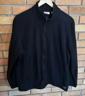 LL Bean Lightweight Fleece Full Zip Black Jacket Pockets Size 1X 505316 thumbnail 1