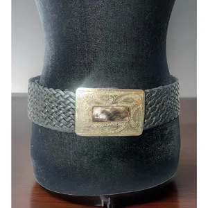 Motif 56 Wide Braided Leather Belt With Silver Buckle Vintage Medium thumbnail 9