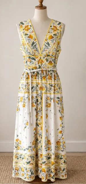 NEW Antonio Melani x Style by Simkins Hannah Poplin V-Neck Belted Maxi Dress ~ 8 thumbnail 1
