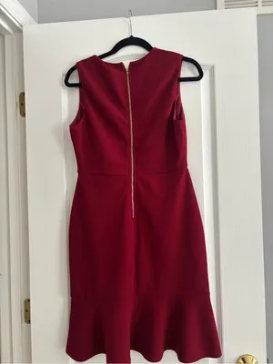 Lulu's Wine-Red V-Neck Midi Dress with Flounce Hem thumbnail 5
