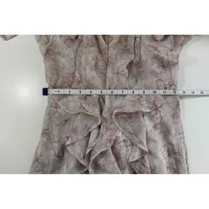 Storia Ruffle Floral Maxi Dress Cream Burgundy V-Neck Mermaid Gown Wedding Guest thumbnail 10