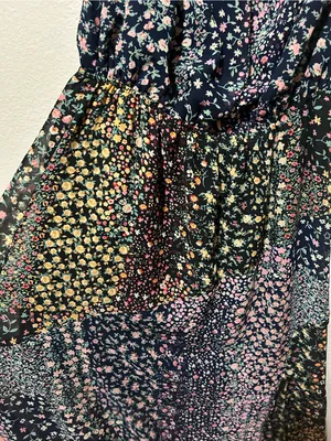 Lulus Neva Navy Floral Off Shoulder Maxi Dress Small Boho Garden Party thumbnail 5
