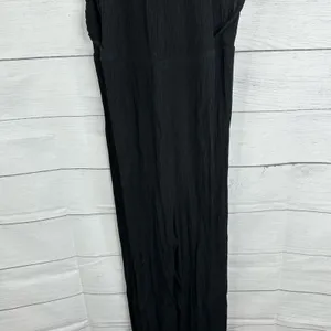 Zara Womens size Medium Crinkle Crepe Jumpsuit Beads Boho Beachy Feminine Black thumbnail 8