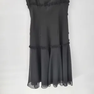 VTG Liz & Co Cocktail Dress Womens 8 Black Ruffled Detail V-Neck Flutter Sleeve thumbnail 12