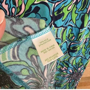 Lilly Pulitzer Clare Dress Blue Green Floral Ruffle Sleeveless Midi Size Large thumbnail 6