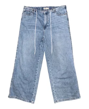 OAT New York Cloud Luxe Denim Wide Leg Jeans Light Wash Minimalist Capsule thumbnail 1