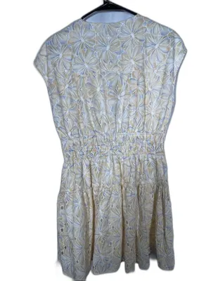 Joie Womens Yellow Orange Floral Eyelet Mini Dress Medium thumbnail 4