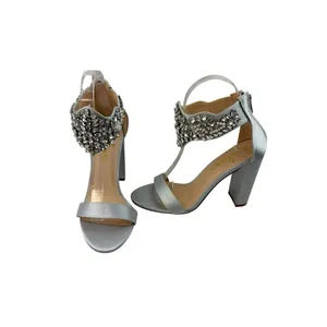 *Lulus Dannah Embellished Silver Ankle Strap Wedding Bride Prom Party thumbnail 2