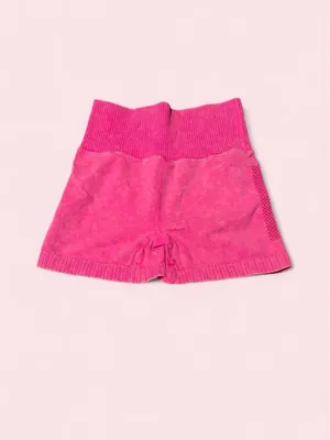 Zenana Outfitters Hot Pink High-Waist Ribbed Shorts thumbnail 2