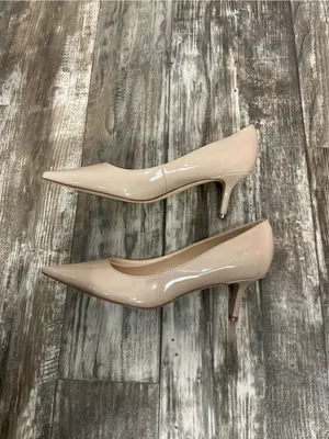 Marc Fisher Beige Patent Pointed-Toe Kitten Heel Pumps thumbnail 15