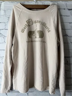 Disney Tan Walt Disney World Crewneck Sweatshirt with Castle Graphic size small thumbnail 1