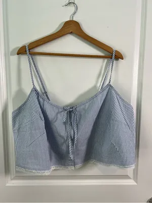 NWT Skims Cotton Poplin Sleep Tank Blue White Coastal Size XL thumbnail 3