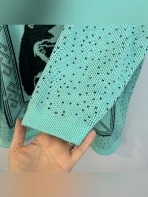 Vintage Honors Plus Teal Blue/Black Crewneck Bears and Polka Dot Sweater Size XL thumbnail 9