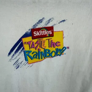 Vintage 1994 Skittles Taste The Rainbow Curk Single Stitch T Shirt Men Large USA thumbnail 4