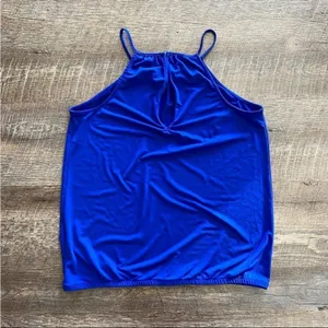 Express Blouse Royal Blue Sleeveless Small Office Preppy Bright Classy thumbnail 5