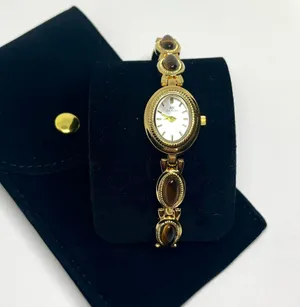 Vintage Style New Gold Plates Brown Stone Tiger Eye Stone Luxury Watch thumbnail 6