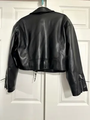 Good American Faux Cropped Leather Jacket thumbnail 5