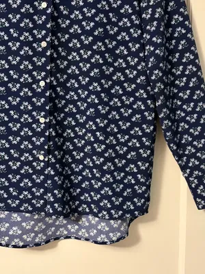 Hill House navy micro floral printed button up blouse size XS preppy classic thumbnail 5