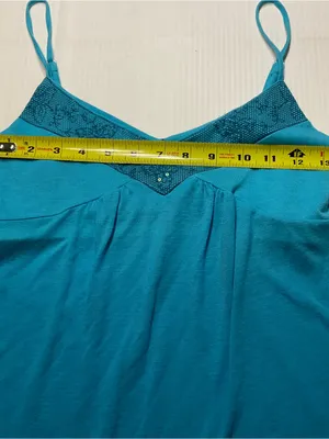 Aqua Blue Babydoll Camisole Eyeshadow Women/Jr Sz M Sequin Trim Shelf Bra Y2K thumbnail 6