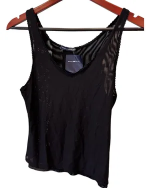NWT Brandy Melville Mesh Tank Top Double Layer Black S M thumbnail 1