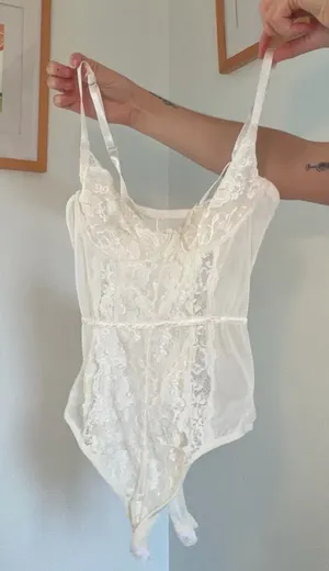 White, sexy lingerie bodysuit thumbnail 1