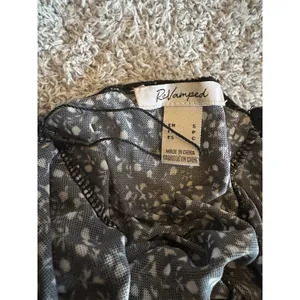 Revamped Bodysuit Teddy Black Gray Floral Thong Lace Trim Sheer Size Small NWOT thumbnail 5