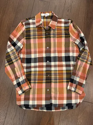 Madewell Pink, Brown, Cream Plaid Button-Down Shirt Women’s Size Medium - C1-616 thumbnail 1